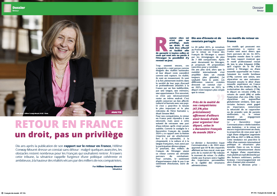 Français du monde N°216 - Retour en France